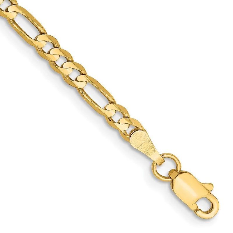 Dusk gothic bangles-Curata 14k Yellow Gold 3mm Concave Open Figaro Chain Bracelet Options: 7" 8"