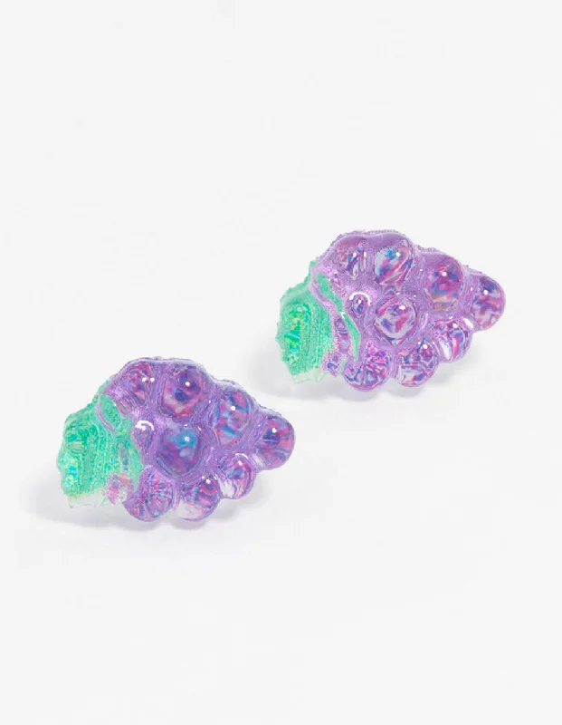 Surf theme earrings-Purple  Grape Bunch Stud Earrings