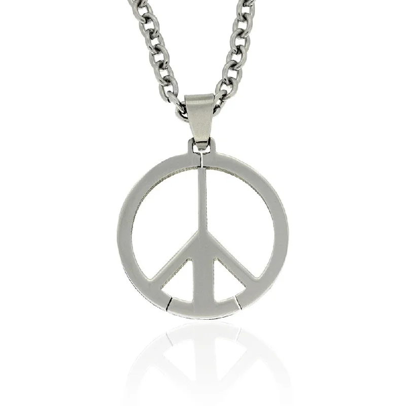 Mystic eye necklaces-Gemeni Stainless Steel Men's Peace Sign Necklace