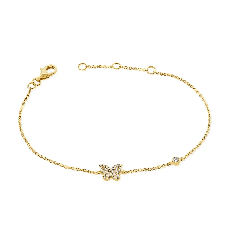 Oval shape bangles-Joelle Diamond Butterfly Bracelet 14K Gold