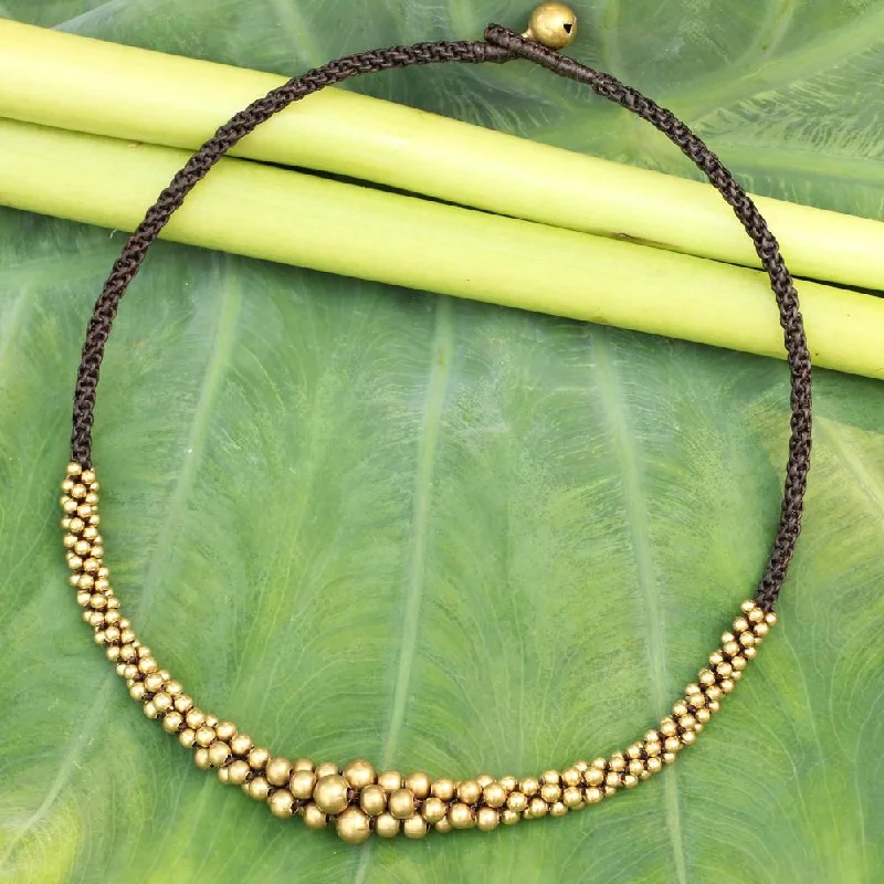 Leaf motif necklaces-Handmade Brass 'Ethnic Cosmos' Necklace (Thailand)