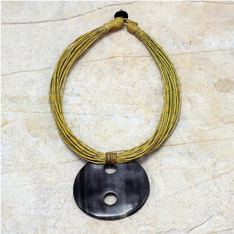 Luxe diamond necklaces-Handmade Leather and Horn 'Talatu Gilga' Necklace (Ghana)