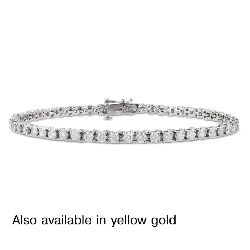 Fox motif bangles-Miadora Signature Collection 14k White or Yellow Gold 4ct TDW Diamond Tennis Bracelet