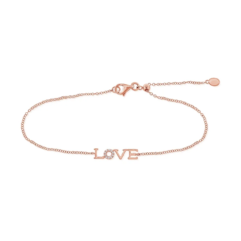 Topaz bead bangles-Joelle Diamond LOVE Bracelet 14K Rose Gold