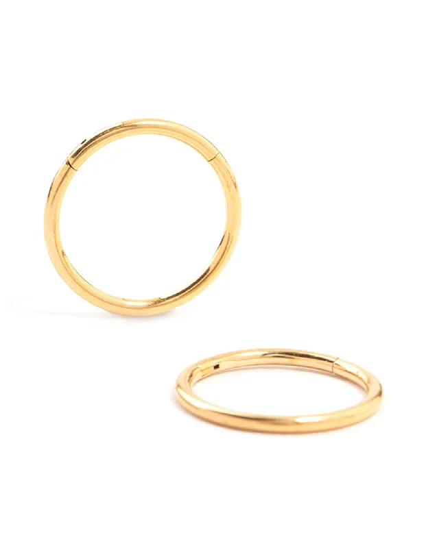 Thick hoop earrings-Waterproof Gold Plated Stainless Steel Sleeper Earrings 12 MM