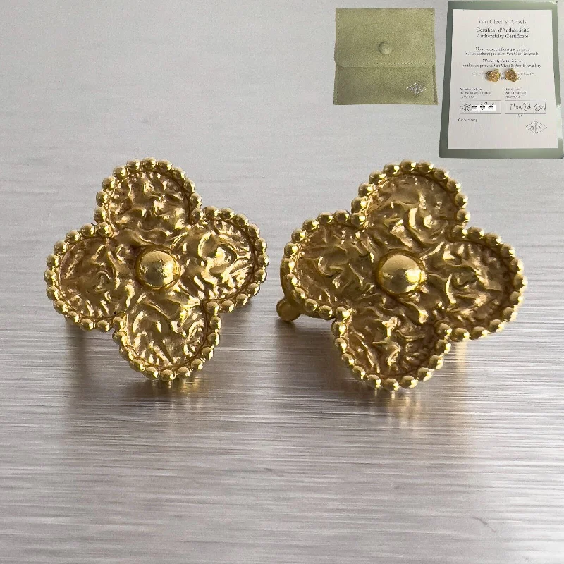 Light drop earrings-Van Cleef & Arpels Vintage Alhambra 18k Yellow Gold Omega Back Earrings