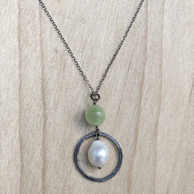 Worn style necklaces-Handmade Sterling Silver 'Green Rain' Multi-gemstone Necklace (10 mm) (Indonesia)