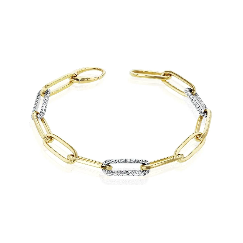 Petal carved bangles-Annello by Kobelli Gilda 14k Gold & 1 1/2ct Diamond Paperclip Chain Bracelet (DEF/VS)