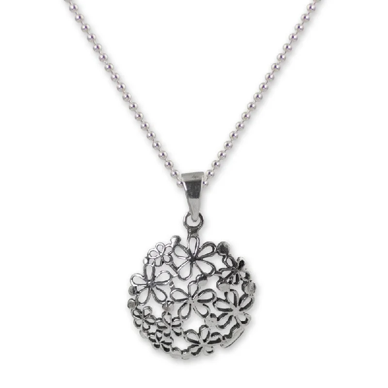 Victorian style necklaces-Handmade Sterling Silver 'Hydrangea' Necklace (Thailand)