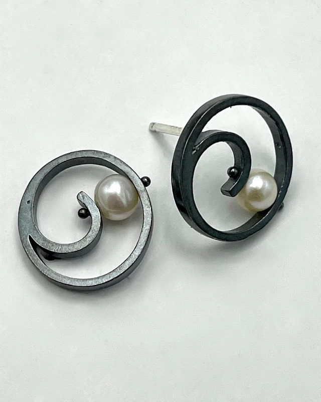 Alloy metal earrings-Ashka Dymel Small Spiral Earrings