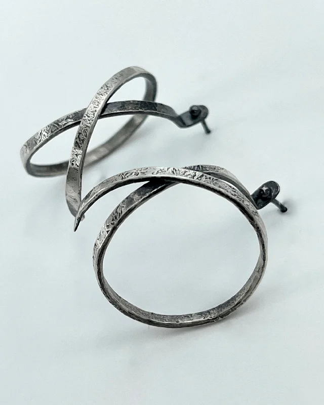 Shiny gold earrings-Biba Schutz Open Silver Hoops