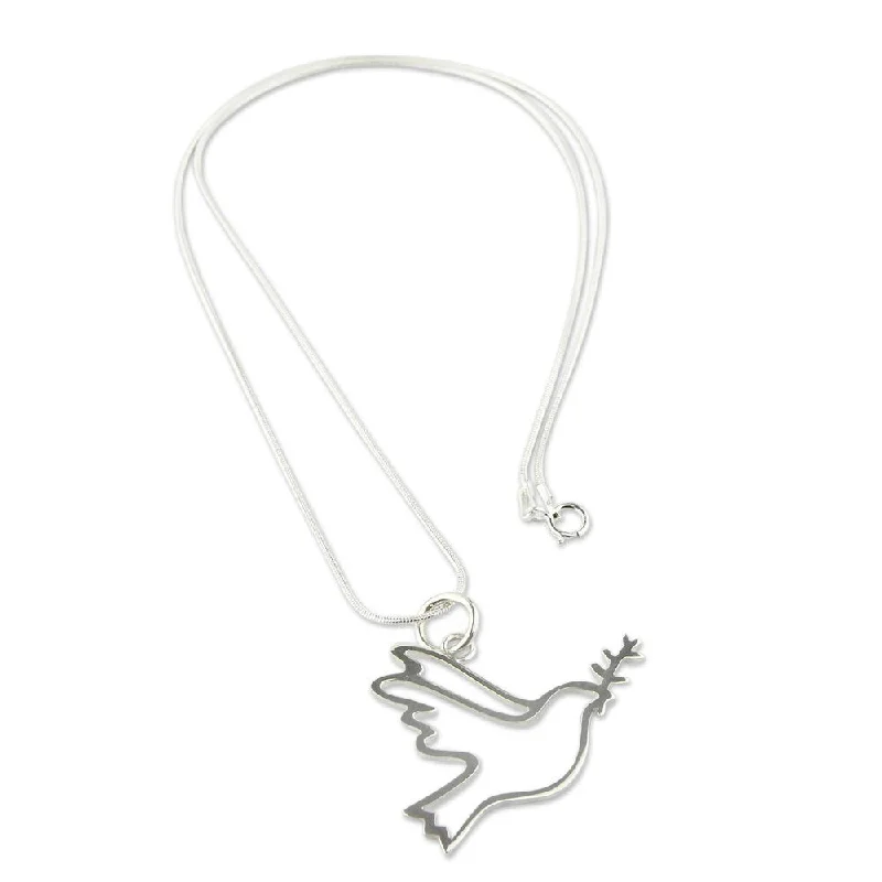 Heavy collar necklaces-Handmade Sterling Silver 'Quechua Dove' Necklace (Peru)