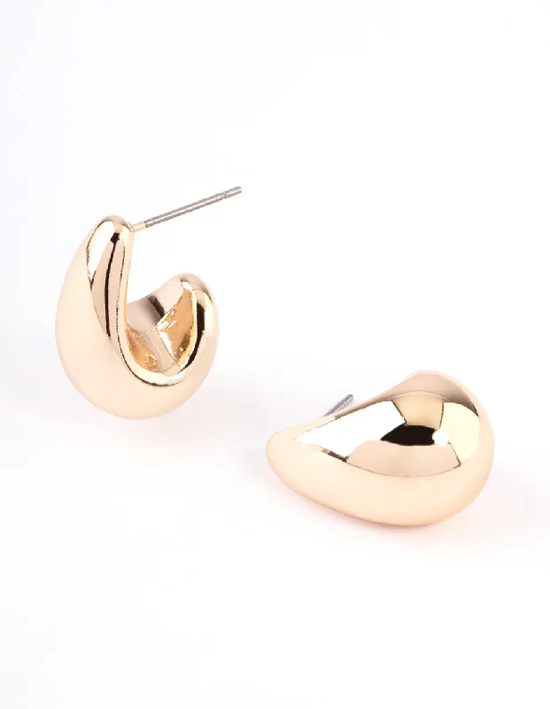 Wide hoop earrings-Gold Pear Huggie Hoop Earrings