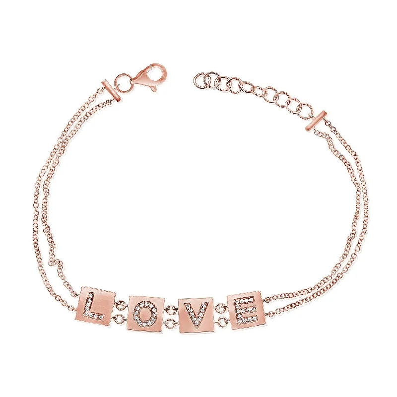 Alloy metal bangles-Joelle Diamond LOVE Bracelet 14K Rose Gold 1/10 ct TDW