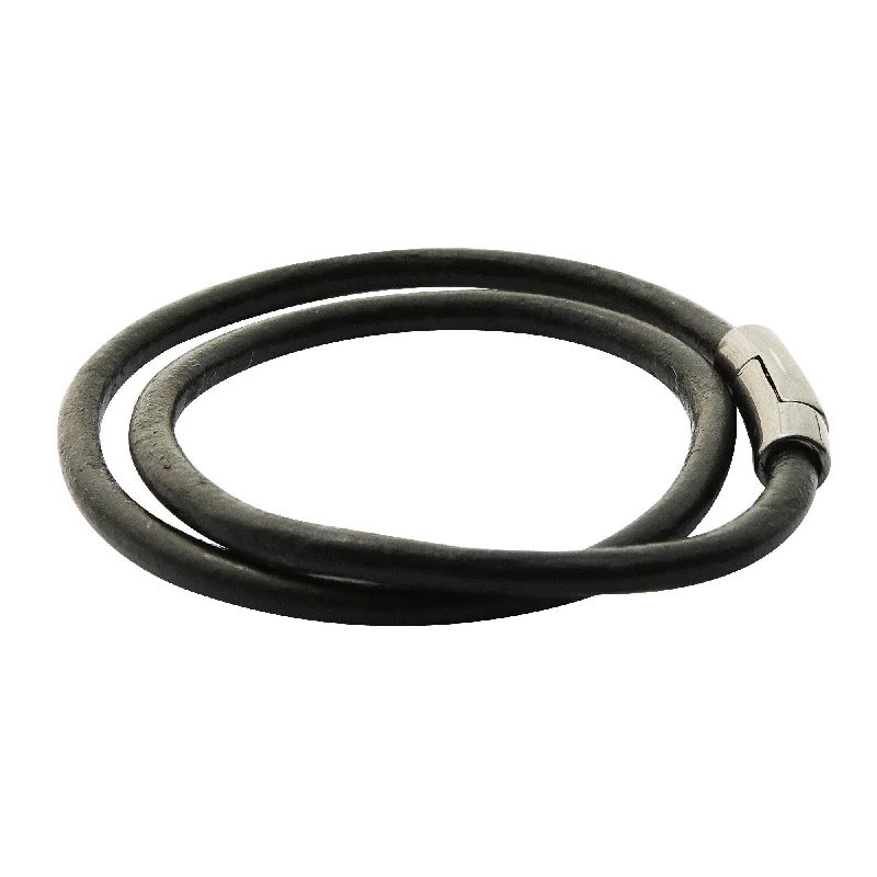 Pure link bangles-Novica Handmade Black And Grey Urban Confidence Leather Cord Wrap Bracelet