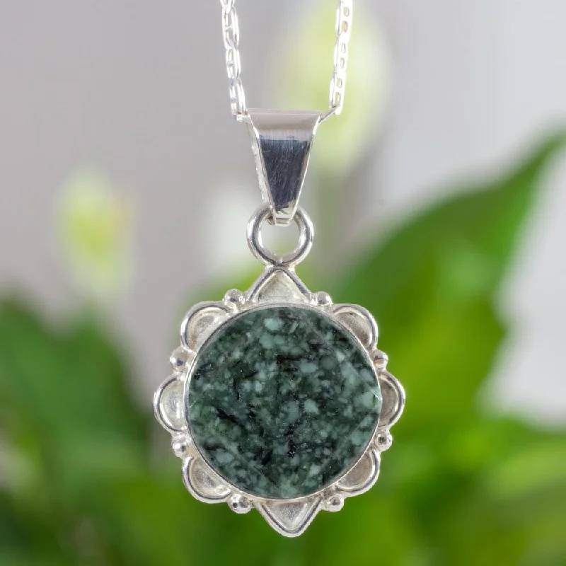 Silk thread necklaces-Sterling Silver 'North and South' Jade Necklace - 7'6" x 9'6"