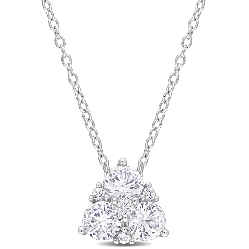 Thin filigree necklaces-Miadora 1 1/2ct TGW Created White Sapphire Drop Necklace Sterling Silver