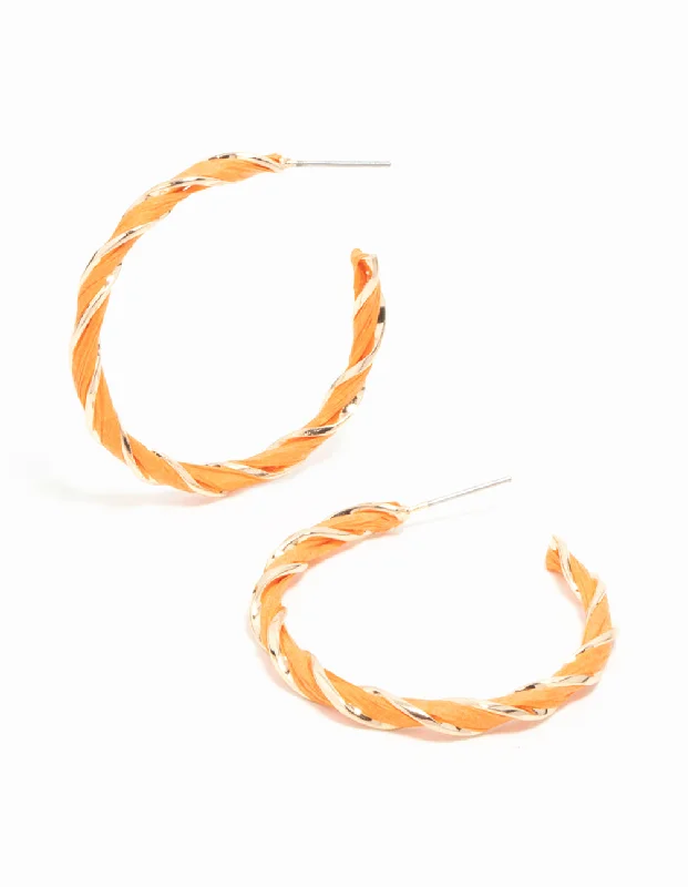 Morganite stud earrings-Gold Orange Twisted Hoop Earrings