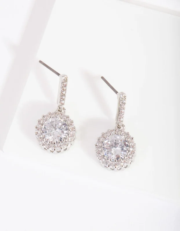 Cosmic glow earrings-Diamond Simulant Circle Drop Earrings