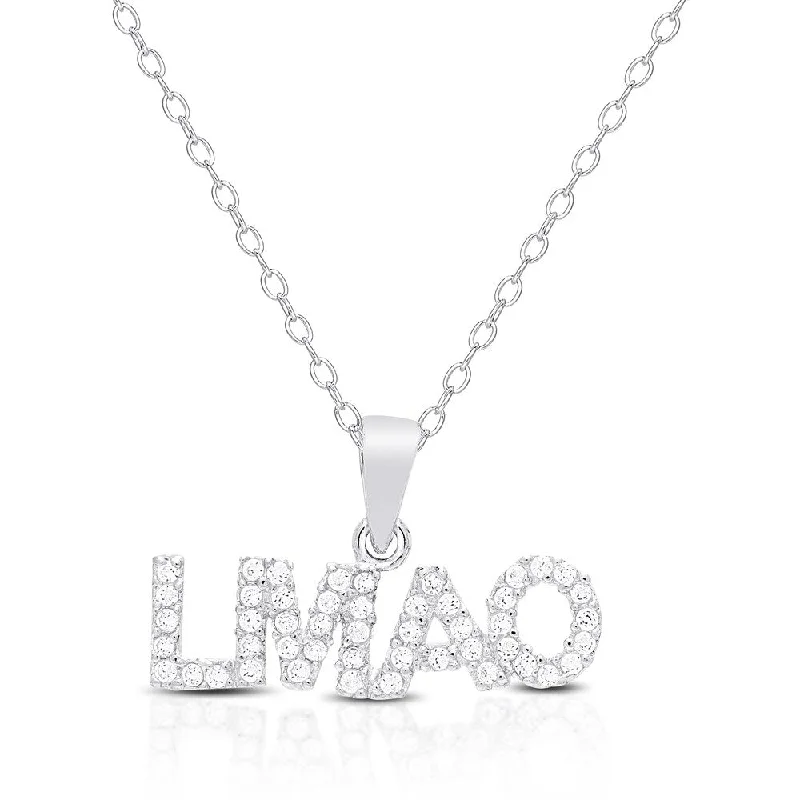 Whimsical bead necklaces-Dolce Giavonna Sterling Silver Cubic Zirconia "LMAO" Necklace