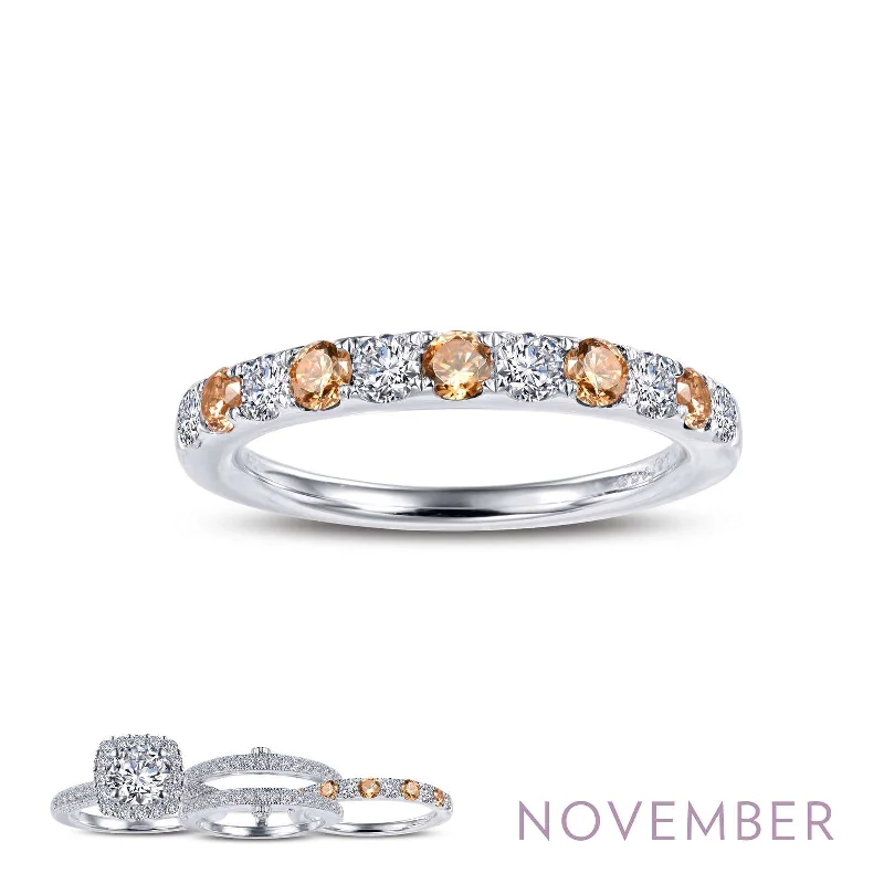 Layered shank engagement rings-Lafonn Simulated Diamond & Yellow Topaz November Birthstone Stackable Ring BR004YTP