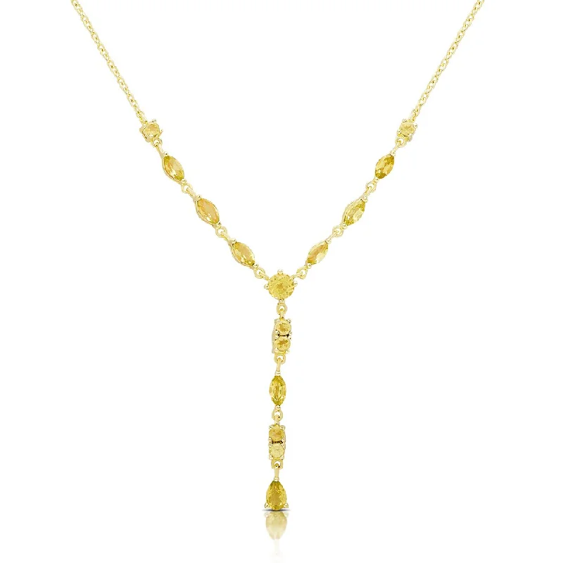 Oval gem necklaces-Dolce Giavonna Gold Over Sterling Silver Citrine 'Y' Necklace