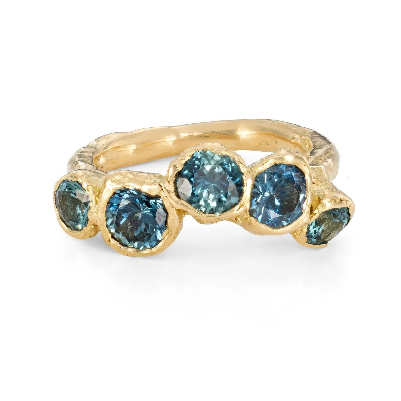 Twisted shank engagement rings-Teal Sea Anemone Ring