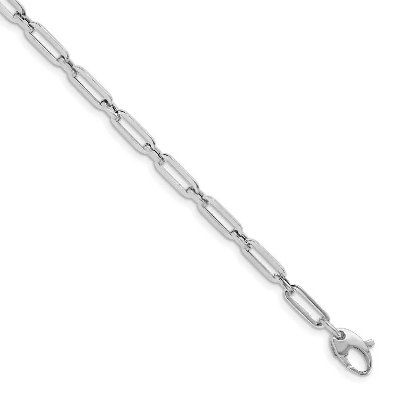 Loop charm bangles-Curata 10k White Gold Polished Flat Oval Paperclip Link Bracelet Options: 7.25" 8.25"