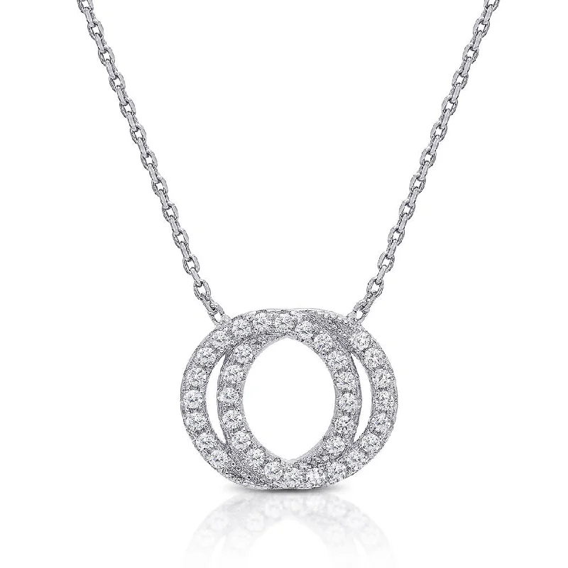 Loop knot necklaces-Dolce Giavonna Sterling Silver Cubic Zirconia Linked Circles Necklace