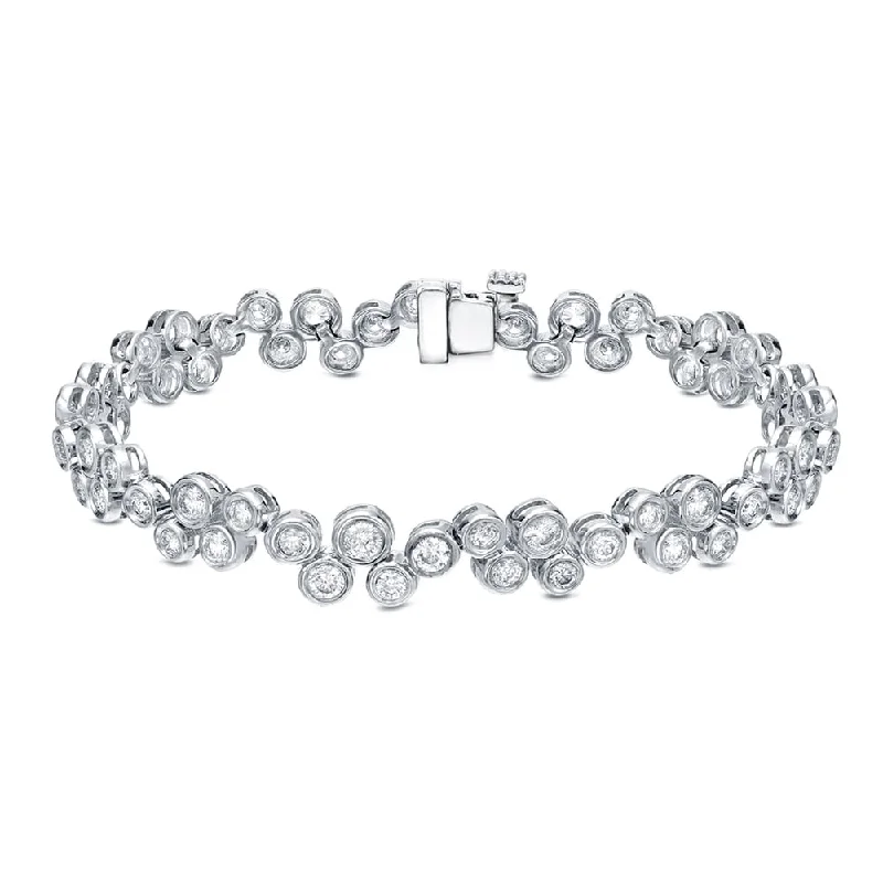 Hand-polished bangles-Auriya 14k White Gold 5ct TDW Bezel Set Bubble Diamond Bracelet