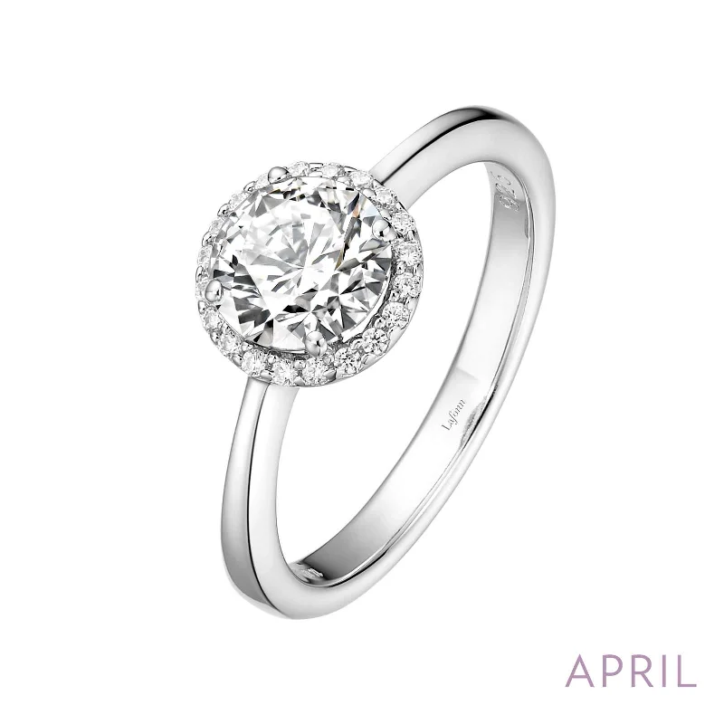 Crystal-twisted engagement rings-Lafonn Simulated Diamond Birthstone Ring - April BR001DAP