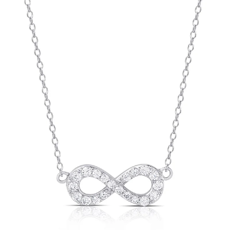 Shiny gold necklaces-Dolce Giavonna Sterling Silver Cubic Zirconia Infinity Design Necklace