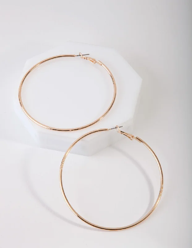 Cotton cord earrings-Gold Classic Tube Hoop Earrings