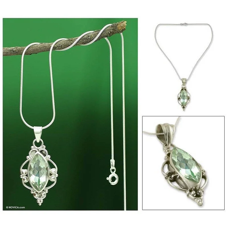 Retro deco necklaces-NOVICA Clarity, Prasiolite pendant necklace