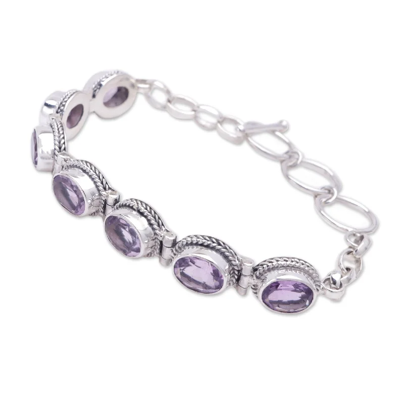 Smooth form bangles-Novica Handmade Purple Temptation Amethyst Link Bracelet