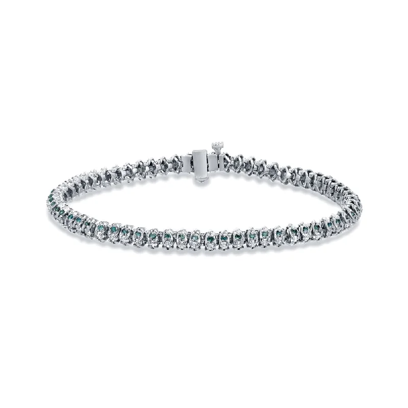 Glossy cuff bangles-Auriya 3ctw Blue Diamond Tennis Bracelet 14K White Gold - 7-inch