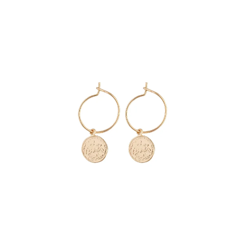 Aged bronze earrings-Gold Mini Flat Disc Hoop Earrings