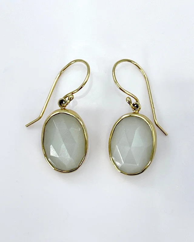 Polished art earrings-Jamie Joseph White Moonstone Earrings