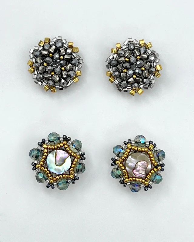 Wide statement earrings-Miguel Ases Small Button Earrings