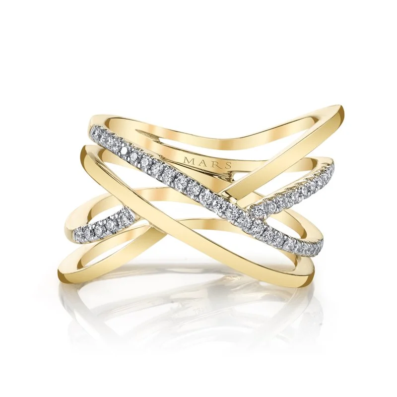 Luxe diamond engagement rings-14K Yellow Gold 0.24ct. Diamond Multi Band Crossover Fashion Ring