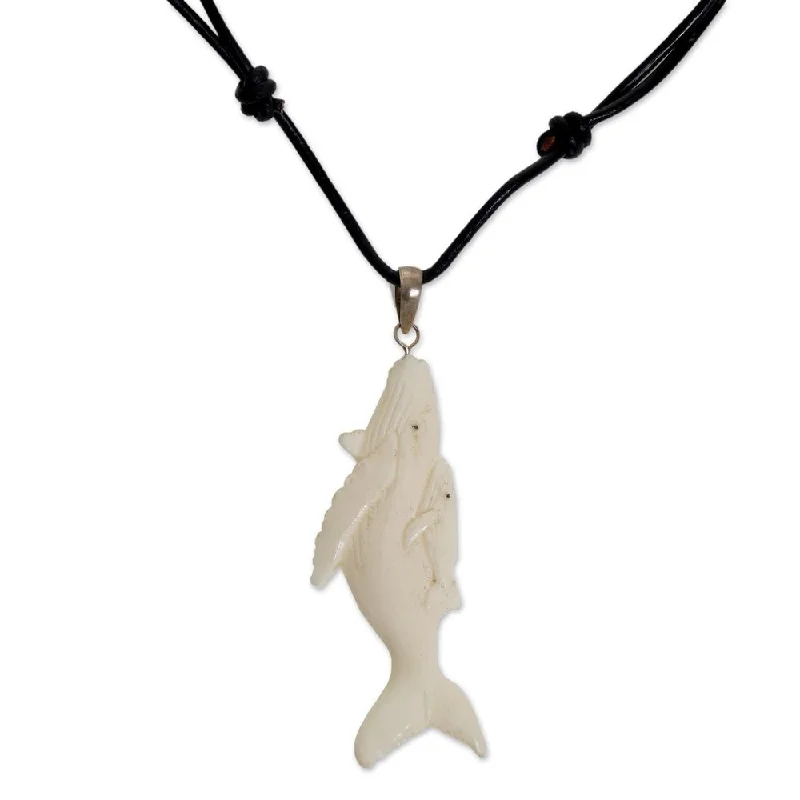 Stellar star necklaces-Handmade Leather 'Loving Whales' Necklace (Indonesia)