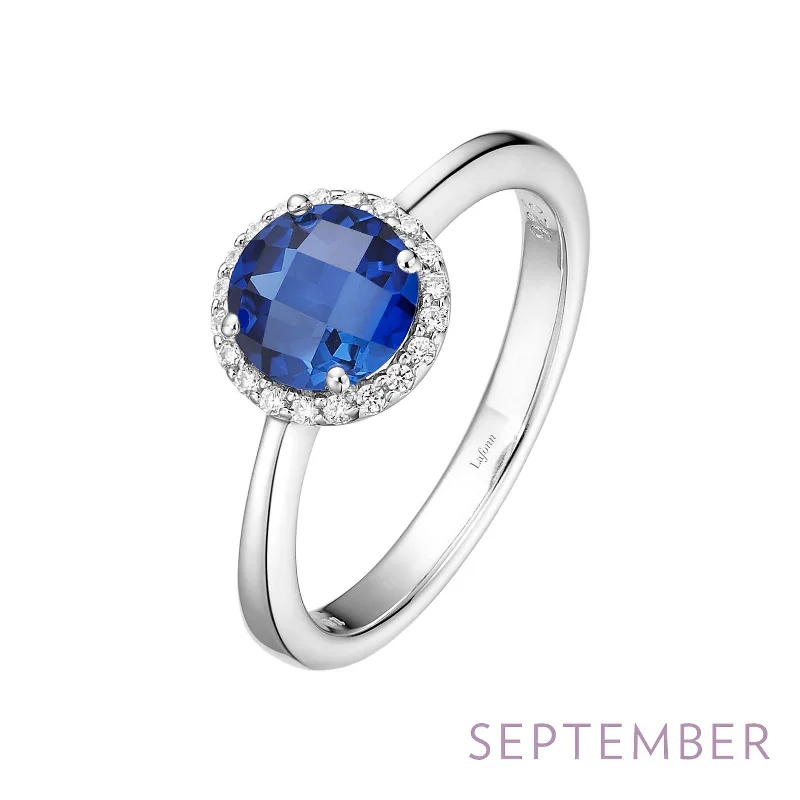 Open shank engagement rings-Lafonn Simulated Diamond & Blue Sapphire Birthstone Ring - September BR001SAP