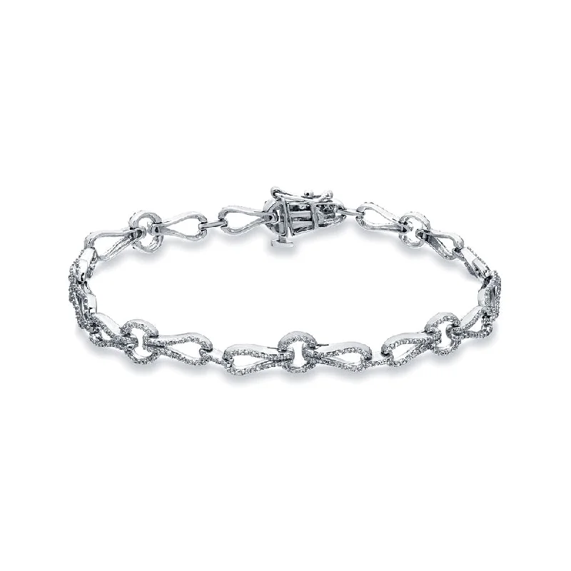 Gem stack bangles-Auriya 14k White Gold 1ct TDW Modern Round Diamond Bracelet