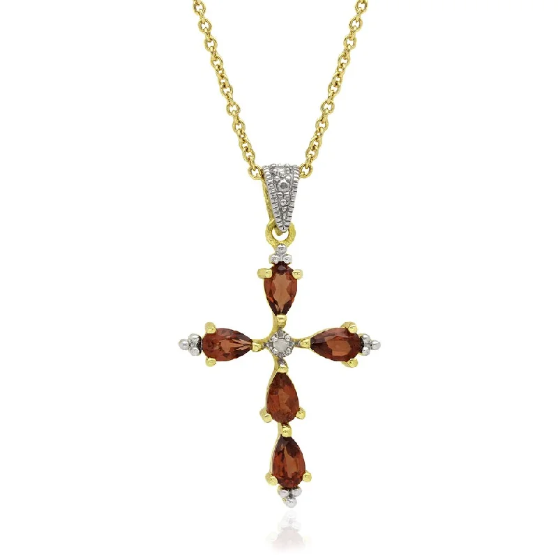 Bold cross necklaces-Dolce Giavonna 18k Gold Over Sterling Silver Gemstone Diamond Accent Cross Necklace (I-J, I2-I3)