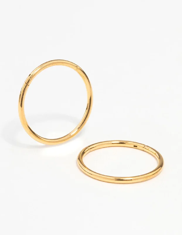 Bold cuff earrings-Gold Plated Surgical Steel Sleeper Earrings 12 MM