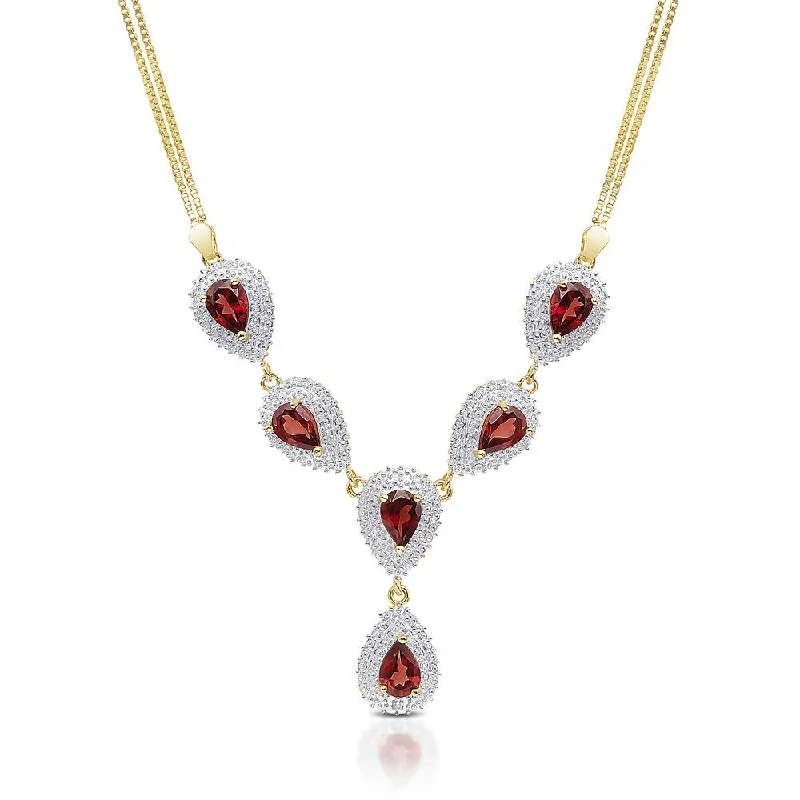 Vivid stone necklaces-Dolce Giavonna Gold Over Sterling Silver Gemstone 'Y' Necklace