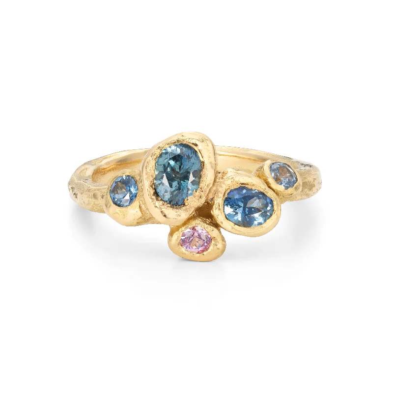 Rustic lock engagement rings-Coastal Sapphire Carn Ring