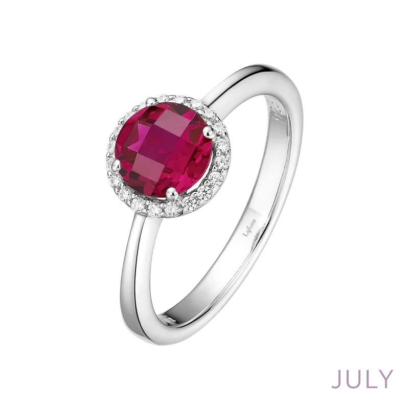 Light filigree engagement rings-Lafonn Simulated Diamond & Ruby Birthstone Ring - July BR001RBP