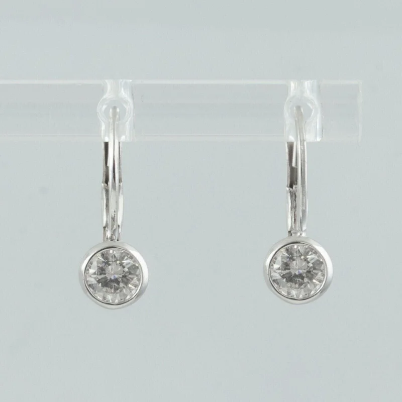 Crystal-twisted earrings-14k White Gold Diamond Dangle Drop Leverback Earrings 1.02ctw H VS2 1.8g