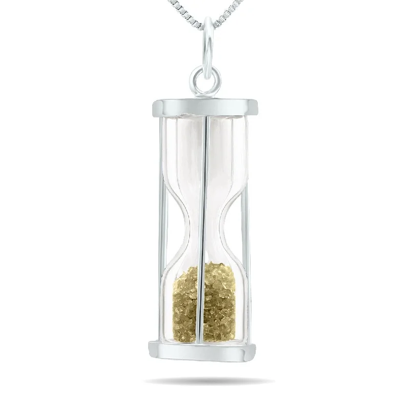 Shiny gold necklaces-3/4 carat tw genuine June Moon Stone birthstone Hourglass Pendant Necklace - Tooth Fairy Pixie Dust Gift 925 Sterling Silver